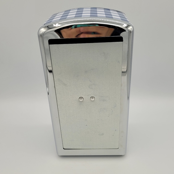 Retro-Style Blue Gingham Patterned Napkin Dispenser - Picture 2 of 7
